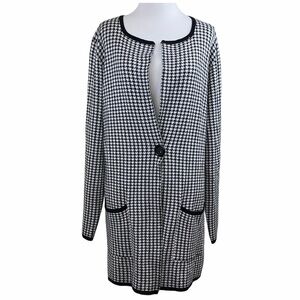 Lauren Michelle Houndstooth Black White Cardigan M